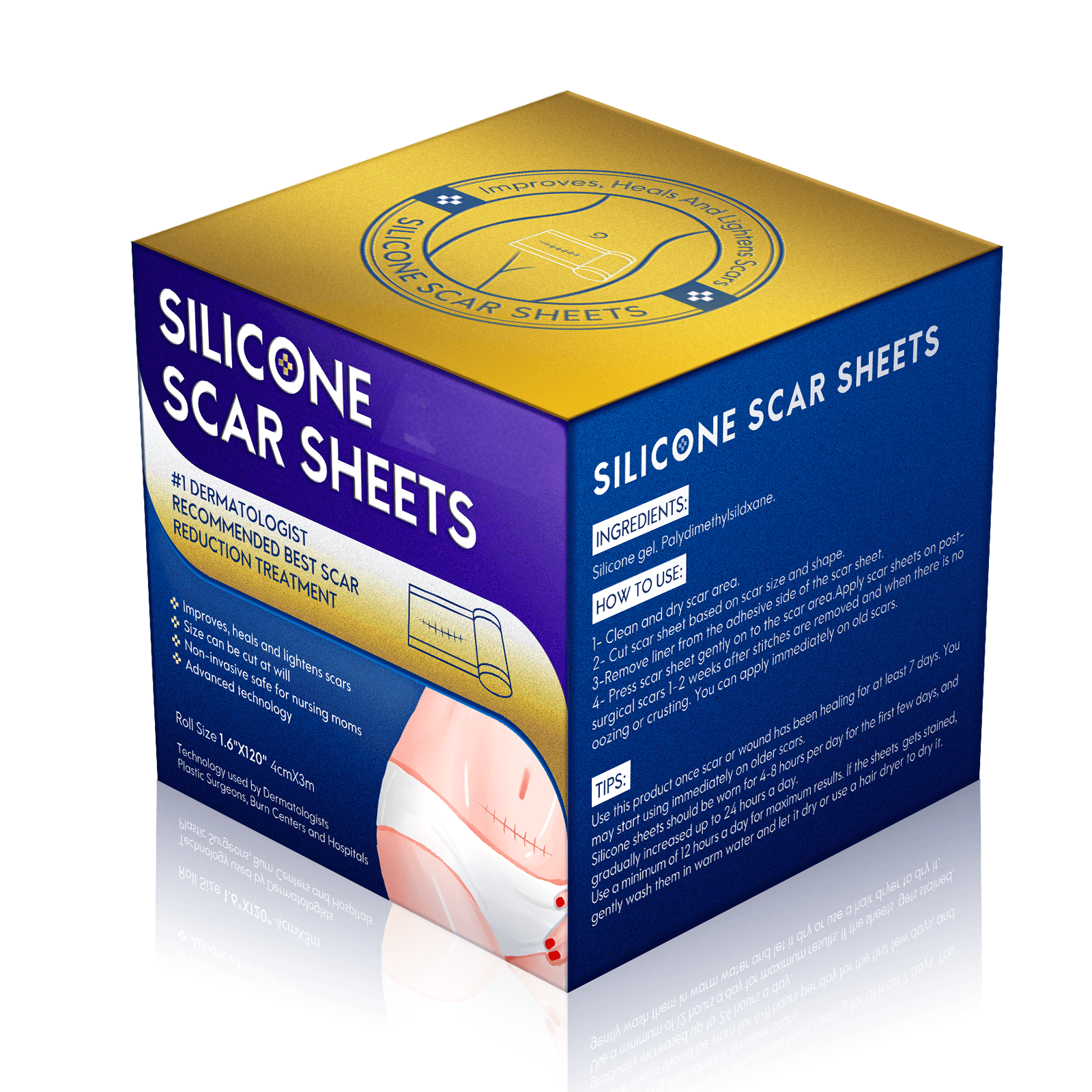 Waterproof Silicone Gel Scar Removal Roll – Customizable Treatment for Post-Surgery, Acne, and Stretch Marks