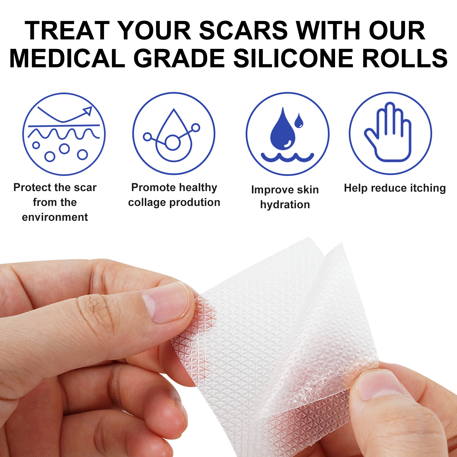 Waterproof Silicone Gel Scar Removal Roll – Customizable Treatment for Post-Surgery, Acne, and Stretch Marks